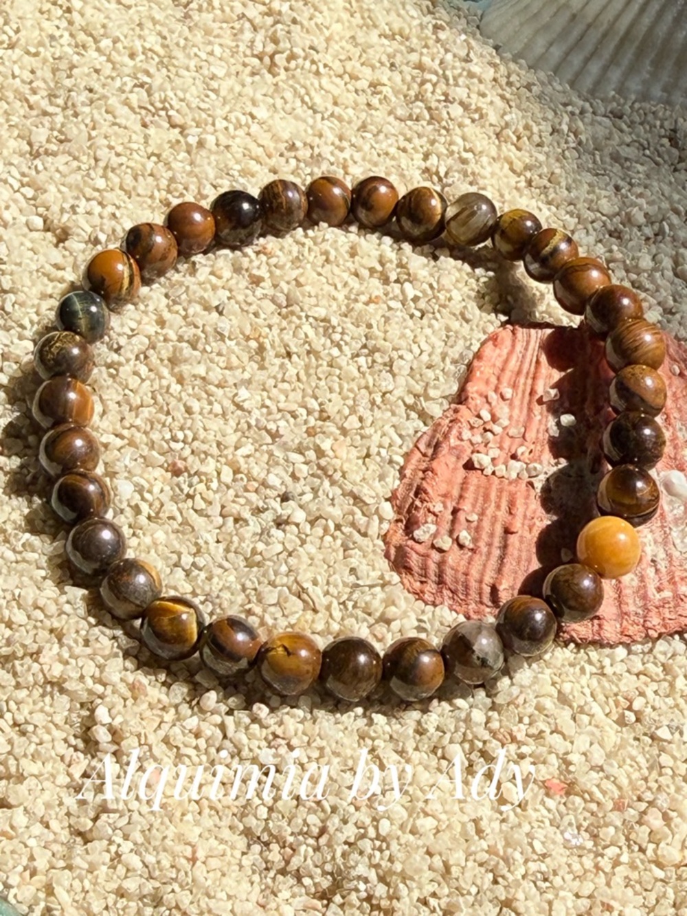 Alquimia Brown and Gold Tiger's Eye Beaded Bracelet